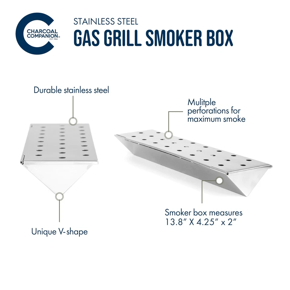 Caja ahumadora de acero inoxidable de alta resistencia en forma de V Charcoal Companion para  Foto 3 de 4
