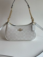 NEW COACH Teri 2Way Shoulder Bag Signature Coated Canvas White outlet CA548