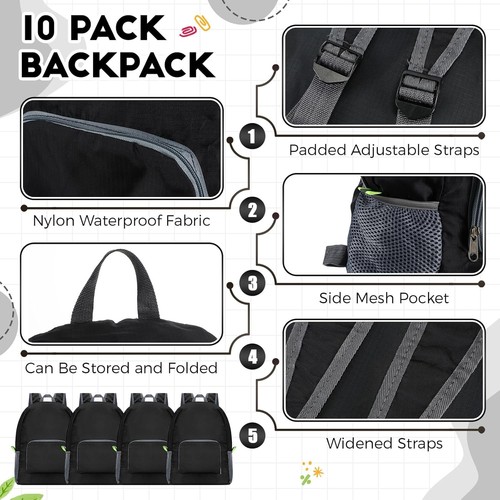 Jexine 10 Pcs Backpacks in Bulk 16.5 Inches Back Pack Basic Backpack Black - Picture 6 of 7