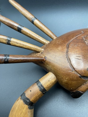 Estatuilla de cangrejo de madera tallada a mano de colección playa náutica costera - Imagen 18 de 23