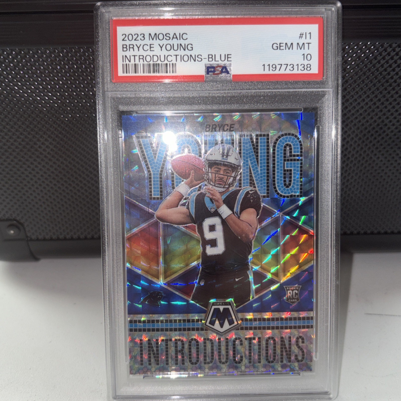 2023 Mosaic BRYCE YOUNG Panthers Introductions Blue Prizm Rookie RC /99 PSA 10
