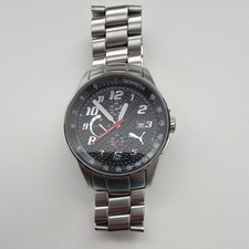 Puma Chronograph Tachymeter Date Stainless Steel Black Dial Men's Wristwatch