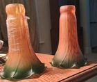 (6) VINTAGE LILY PAD TULIP LAMP REPLACEMENT SHADES GREEN AMBER RARE