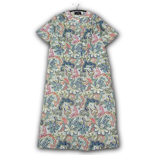 Etro Paisley Shirt Dress Multicolor Short Sleeve Size 44 Pocketed F/S