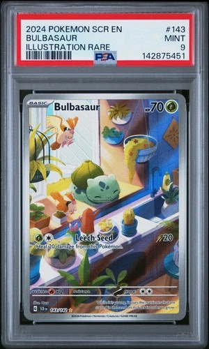 2024 POKEMON SCR EN-STELLAR CROWN ILLUSTRATION RARE #143 BULBASAUR PSA 9