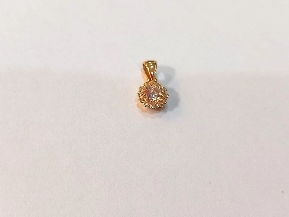Ciondolo pendente fiore punto luce oro giallo 18 kt 750% con zirconi bianchi - Immagine 2 di 4