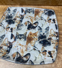 Vintage Cats Fabric Back Decoupage Glass Plate 10”