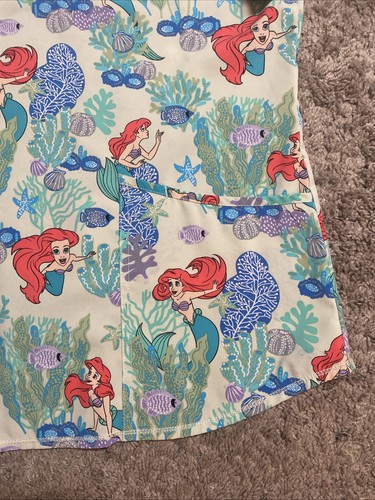 Disney Little Mermaid Ariel Light Blue Women’s Scrub Top Size 2XL - Picture 3 of 24