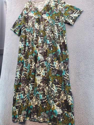 Abito donna Ulla Popken stampa tropicale maglia linea A impero taglia 24/26 nuovo con etichette - Foto 9 di 21