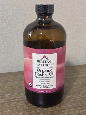 Heritage Store Organic Castor Oil 16 fl oz 480 ml Cruelty-Free, EcoFriendly,