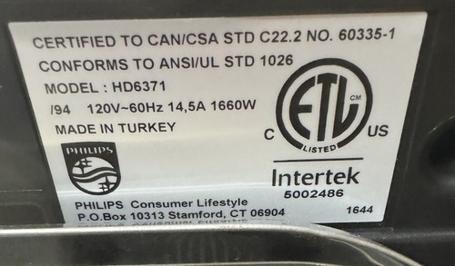 Philips Parrilla Interior Sin Humo Avanzada 1660W Infrarrojo Calor Cocina HD6371 ¡Limpia! - Imagen 10 de 10