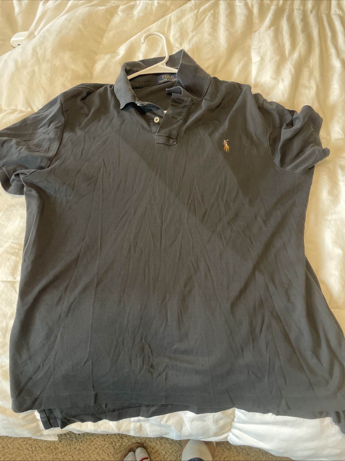 Polo Ralph Lauren Camicia Uomo Grande Blu Pima Soft Touch Carne Pony Golf