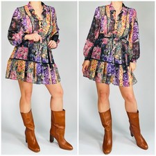 Zara Womans Dress Floral Print Chiffon Mini Dress Size S