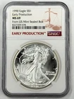 1990 $1 American Silver Eagle NGC MS69 Early Production 1 oz Coin US Sealed Box