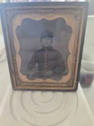 Original Civil War Tin Type with Union Soldier In Uniform and Cap w/ Red Cheeks