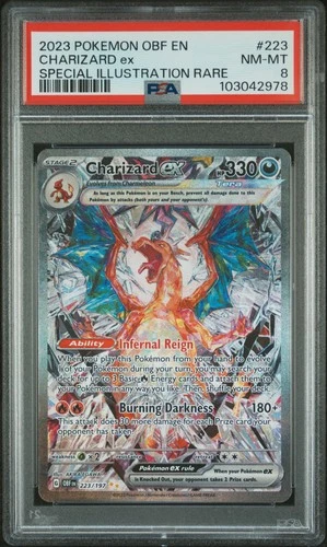 2023 POKEMON OBF EN-OBSIDIAN FLAMES SPECIAL ILLUSTRATION RARE CHARIZARD EX PSA 8