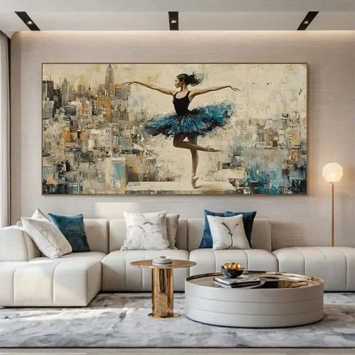 Abstract High-Waist Dancer Wall Art Unframed Canvas Painting for Living - 第 1/7 張圖片