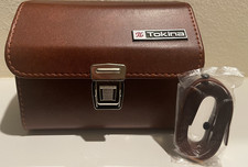 Tokina Vintage Hard Camera Lens Case - Brown - Red Interior - Original New Strap