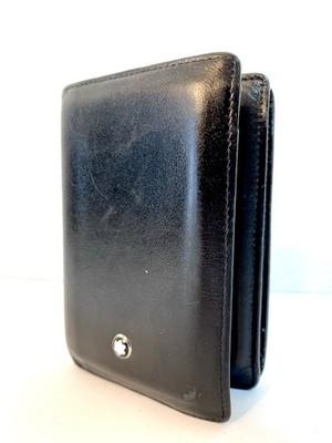 MONT BLANC Black Leather Business Card Holder Bifold Wallet