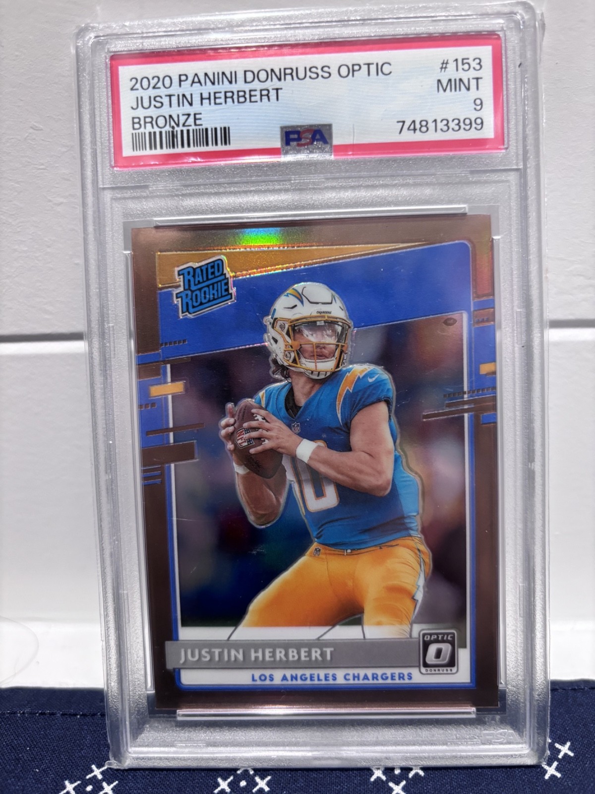 2020 Panini Donruss Optic - Justin Herbert #153 Bronze Prizm (RC) PSA Mint 9