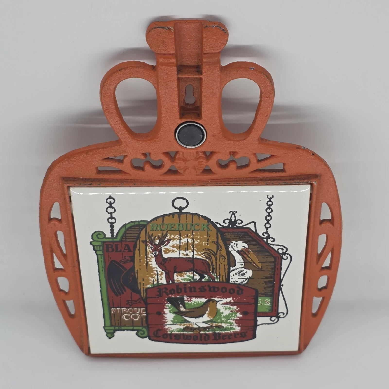 Vintage Apco Japan Trivet Robinswood Cotswold Beer Advertisement Cast Iron Decor image 1