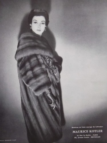 PUBLICITÉ PRESSE 1960 FOURRURES MAURICE KOTLER MANTEAU VISON SAUVAGE DU LABRADOR - 第 1/1 張圖片
