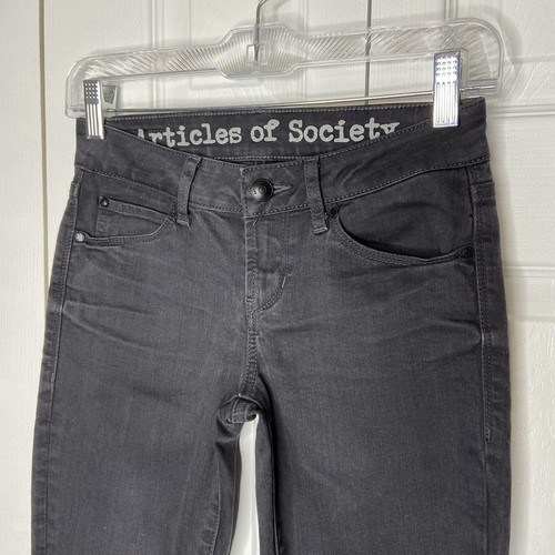 Articles of Society Size 24 Mya Charcoal Skinny Jeans Gray Stretch Low Rise - Picture 3 of 9