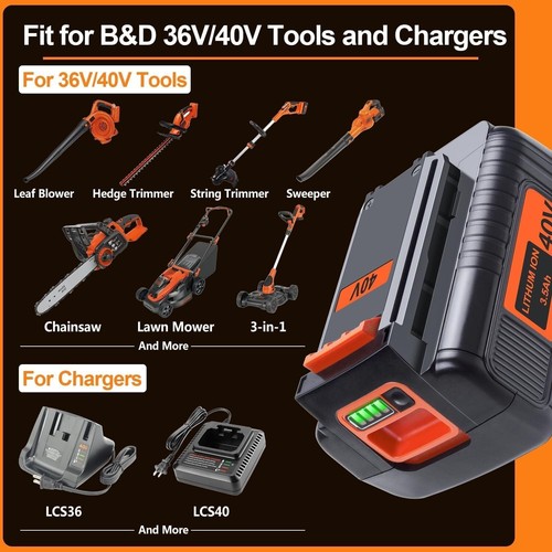 40V 2.0Ah for Black and Decker 40 Volt Max Lithium Battery LBX2040 LBXR36 LSW136 - Picture 3 of 17