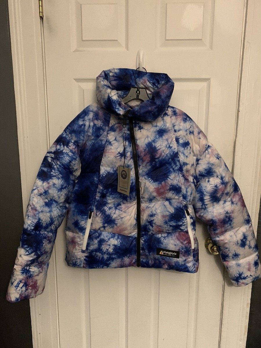 AlphaStyle Mallard Tie-Dye Padded Down Puffer Coat Large NWT Urban