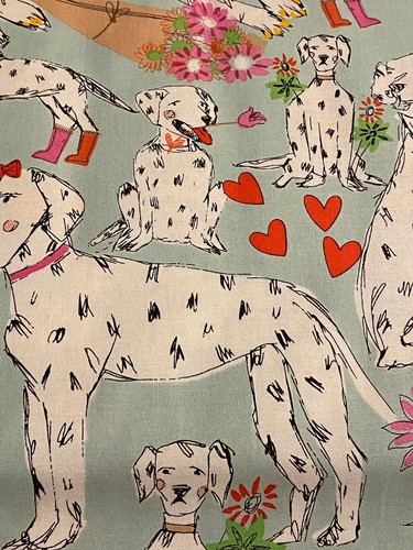 Alexander Henry Spot On Love Dalmation Cotton Fabric on Mint Green 31" x 44" REM - Picture 3 of 4