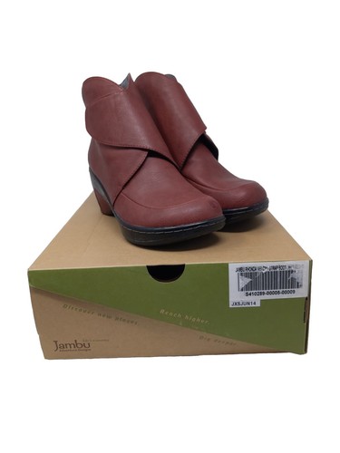 Women's Jambu Boots Rhonda Ankle Booties Red Vegan Leather Round Toe - Size 9M