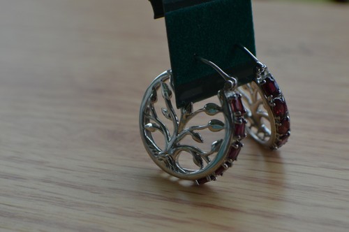 2.80ct Anthill Garnet Hoop Earrings Platinum Over Fine Silver ~ Nice - Picture 9 of 12