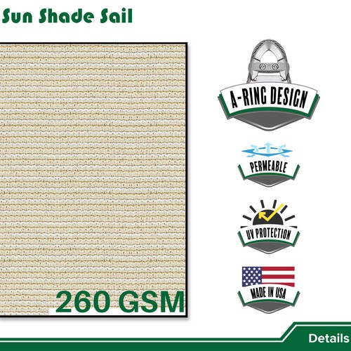 7FT Wire Rope Enhanced Sun Shade Cover Rectangle Sail For Patio Garden Balcony - Picture 12 of 42