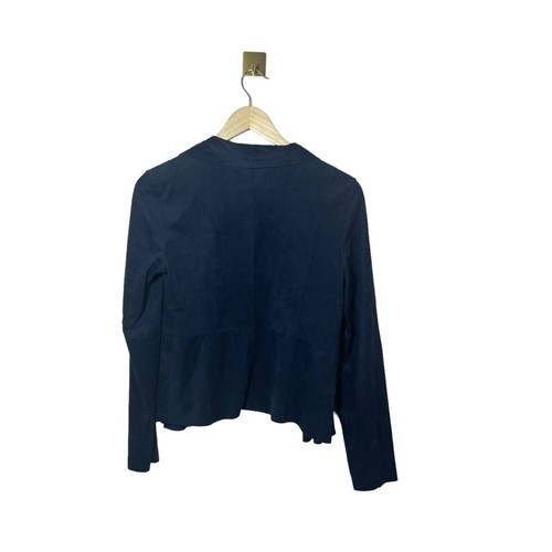 Bagatelle Faux Suede Drape-Front Jacket in Navy Blue One Size - Picture 9 of 10