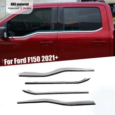 Exterior Window Sill Decor Cover Trim Strips For Ford F-150 2021+ 4Door Chrome