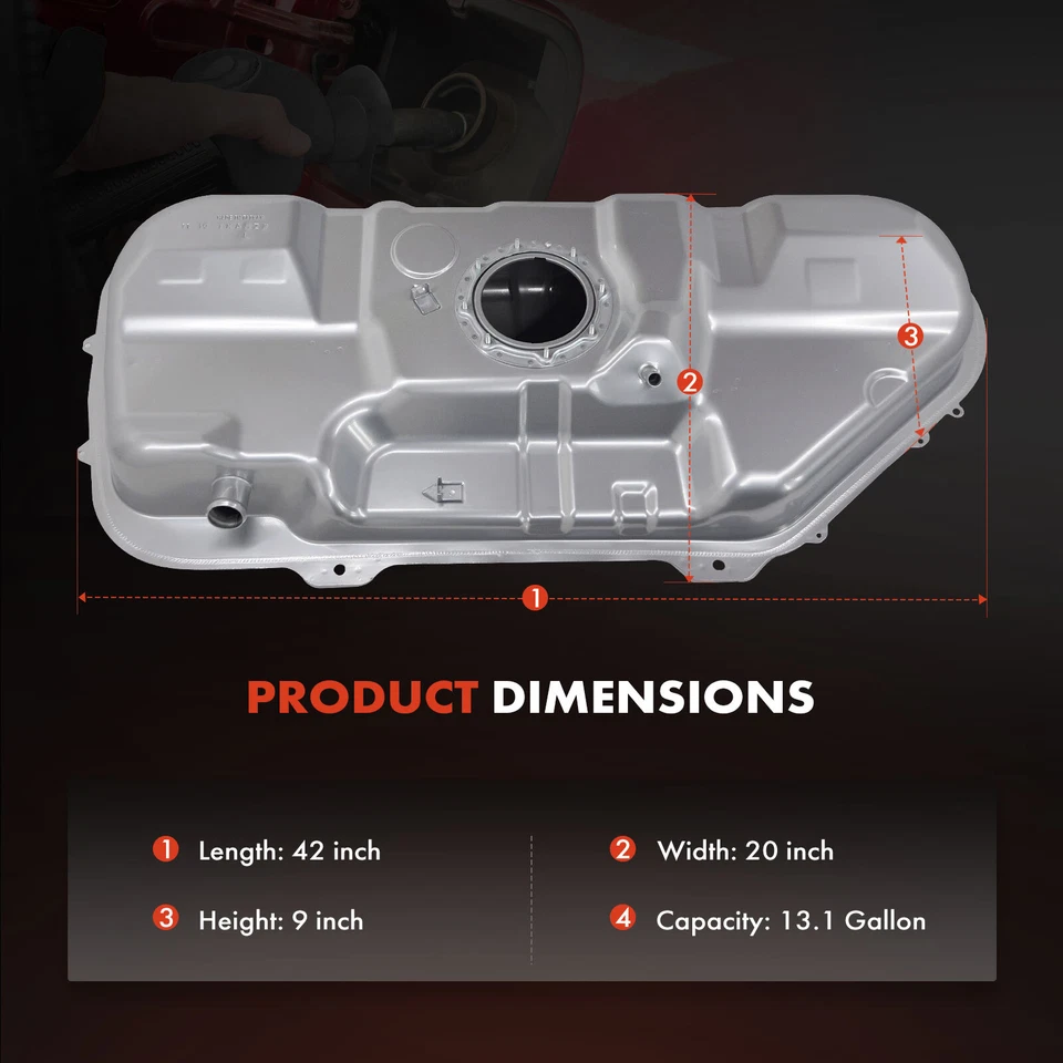 Tanque de combustible plateado de 13,1 galones para Kia Forte Forte Koup 2010-2013 L4 2,0 L L L4 2,4 L Foto 4 de 4