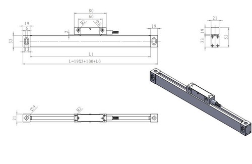 2 / 3 Achsen Digitalanzeige DRO Lineare Skala Scale Hohe Präzision 50-1000mm CNC - Picture 5 of 34