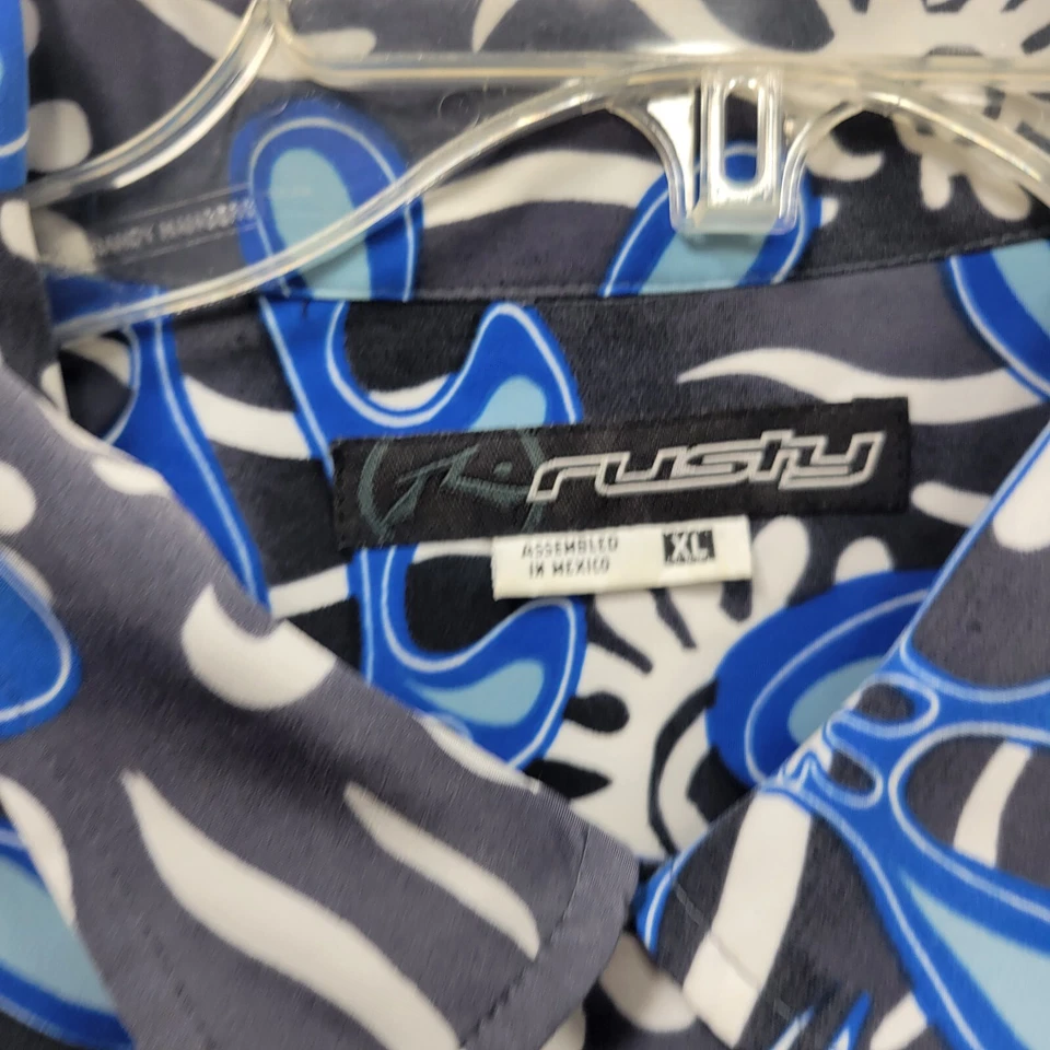 Rusty Button Up Blue Shirt Men's Size XL Abstract Print - Image 2 of 4