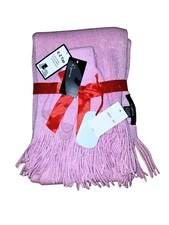 Cejon Scarf & EZ Tap Glove Set Women's Pink Metallic Thread One Size Fits Most