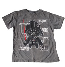 STAR WARS DARTH VADER T-SHIRT KIDS Size 5/6 Gray Short Sleeve Cotton