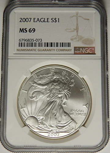 2007 NGC MS-69 AMERICAN SILVER EAGLE - LM24