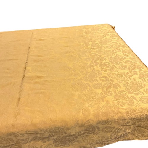 Yellow gold Damask 56” x 116”Tablecloth Washable Paisley Vtg Excellent Condition - Picture 6 of 10