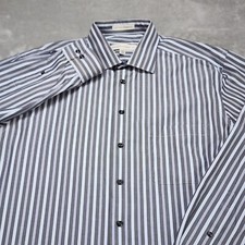 Pronto Uomo Dress Shirt Mens Extra Large Gray Stripe Long Sleeve Button Up