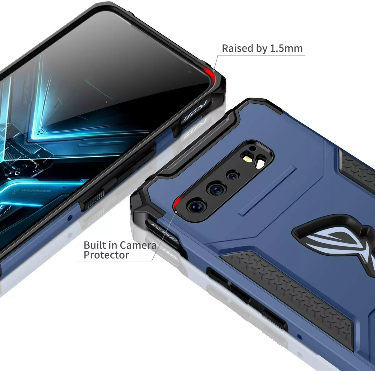 For Asus ROG Phone 3 Case Drop Protection Durable Cover Built in Kickstand Blue