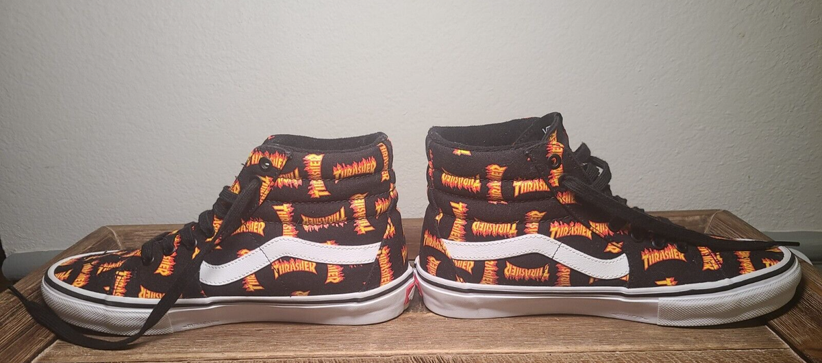 Size 8 VANS Sk8-Hi Skate x Thrasher High Top Thrasher Logo