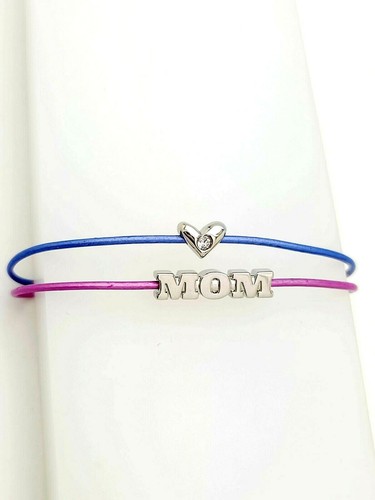 NEW Authentic KENDRA SCOTT Silver Purple Mix Heart Mom Friendship Bracelet - 第 1/2 張圖片