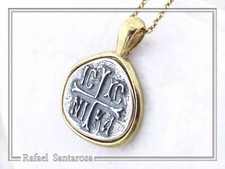 Protection cross coinshape Jesus Christ Wins silver Constantinato talisman charm