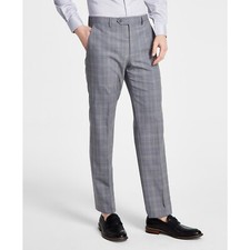Michael Kors Men's Modern Fit Wool-Blend Plaid Suit Pants Grey B4HP 190