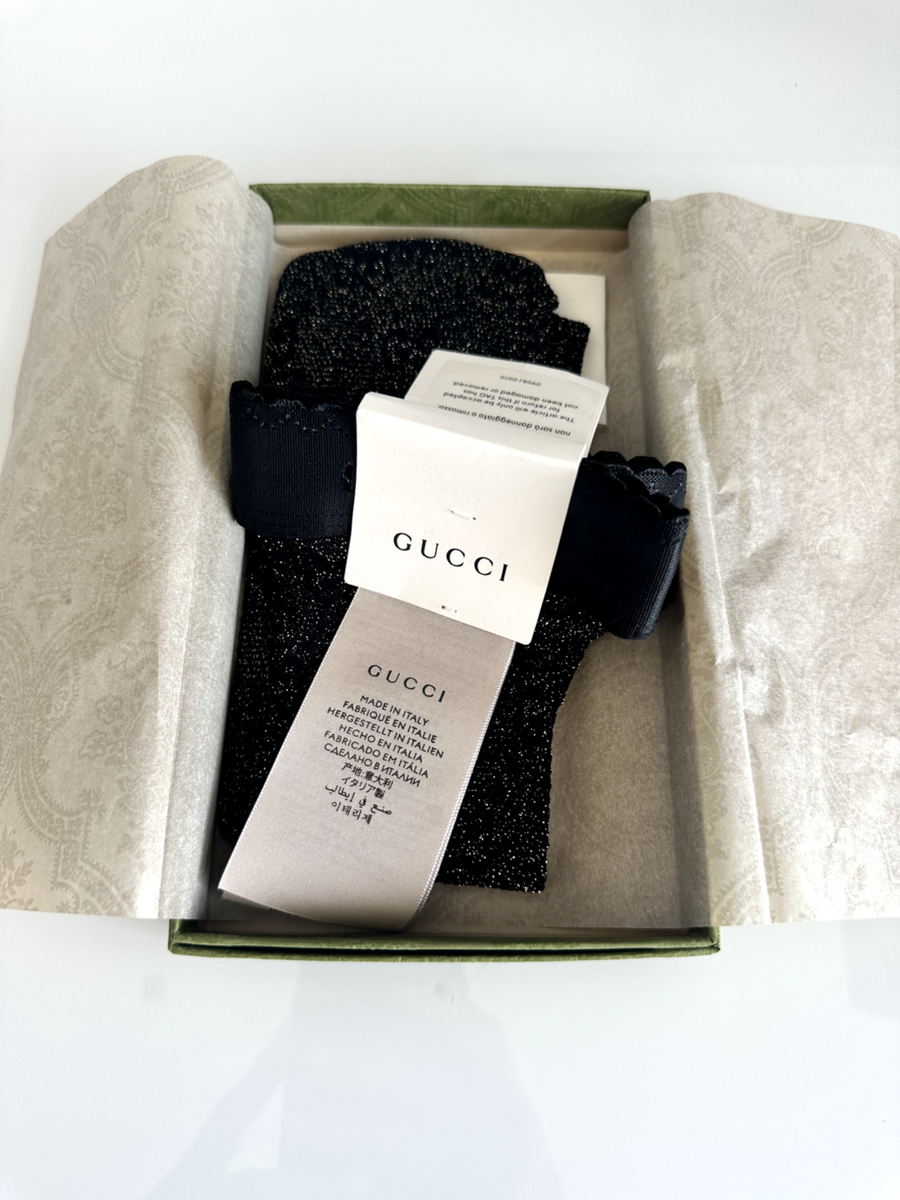 Gucci GG Logo Black / Gold Glitter Hosiery Socks Size M | eBay