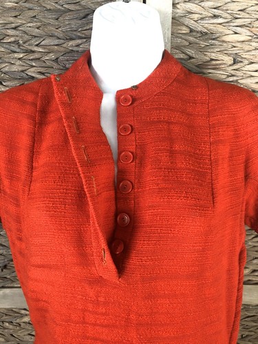Abito vintage anni '60 mod maniche corte con bottoni a matita rosso tasche abbottonate taglia S/M - Foto 5 di 12
